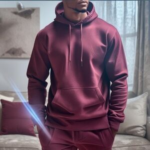 Burgundy Hoodie and Sweatpants Set